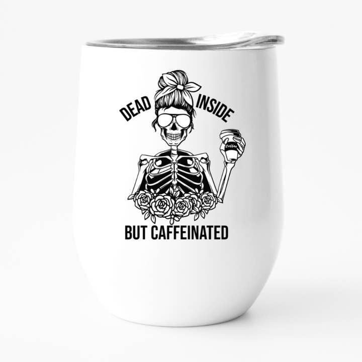 Dead Inside - Bicchiere da vino divertente, con teschi per la vendita all'ingrosso da parte di Fbombs & Booze