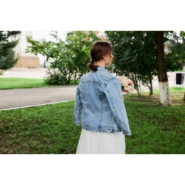 Simply Name It - Wholesale Denim Jacket - Women's - Blue Denim Jacket with Pearls3