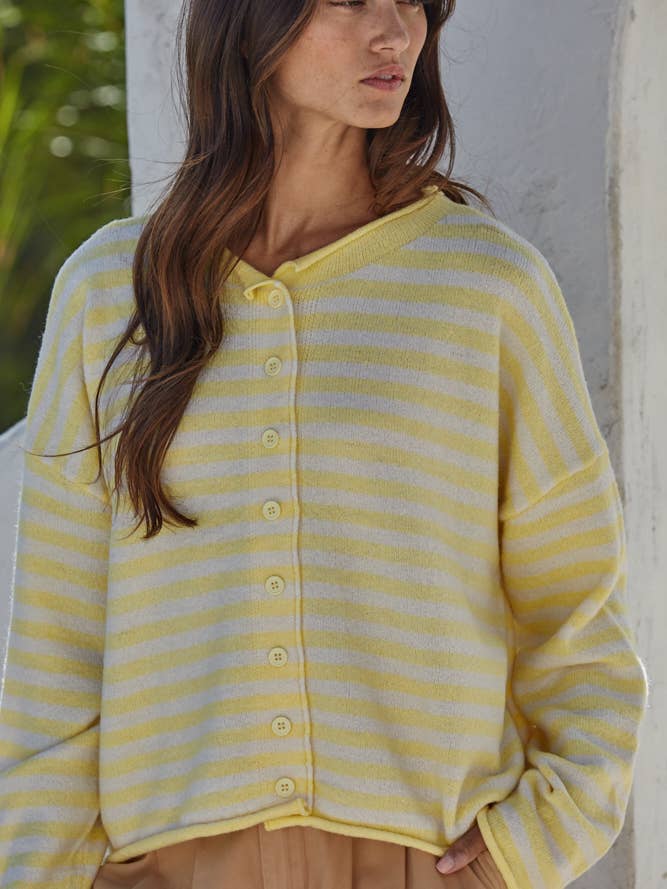 By Together - Wholesale Knit Sweater - Women's - W2537 | Knit Polyester Acrylic Striped Sweater Cardigan 5