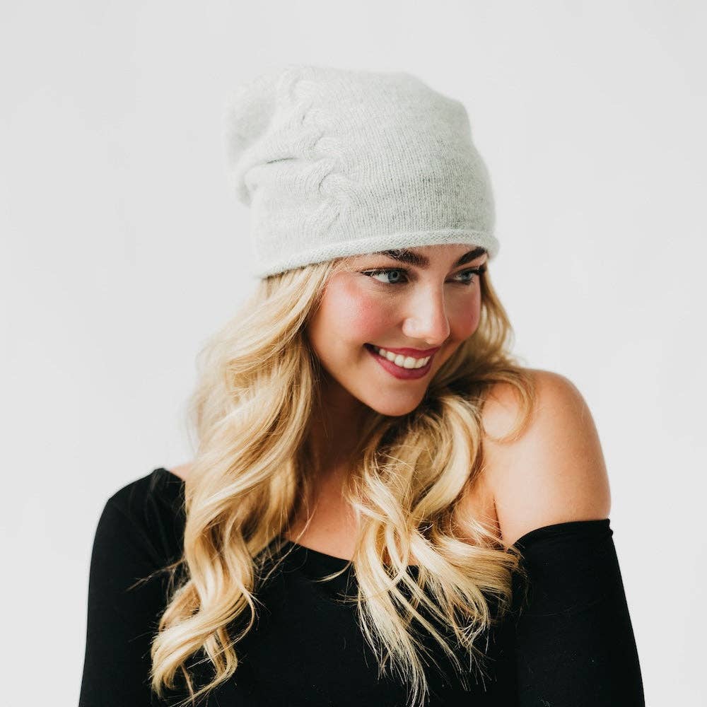 Pretty Simple - Wholesale Beanie - Women's - Cable Rolled Edge Cashmere Beanie6