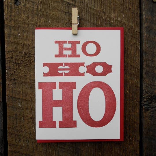 Ho Ho Ho Letterpress vakantiekaarten voor wholesale door May Day Studio