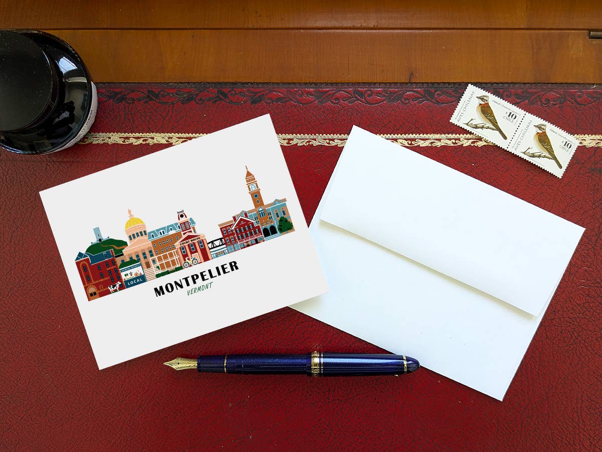 Soijen Illustrations - Wholesale Everyday Greeting Card - Montpelier Vermont Cityscape Blank Greeting Card1