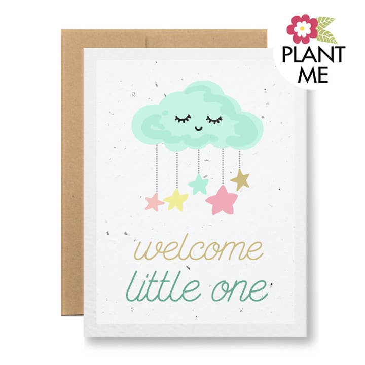 Plantable Seed Paper Greeting Card - Welcome little one for wholesale by Seedy Cards