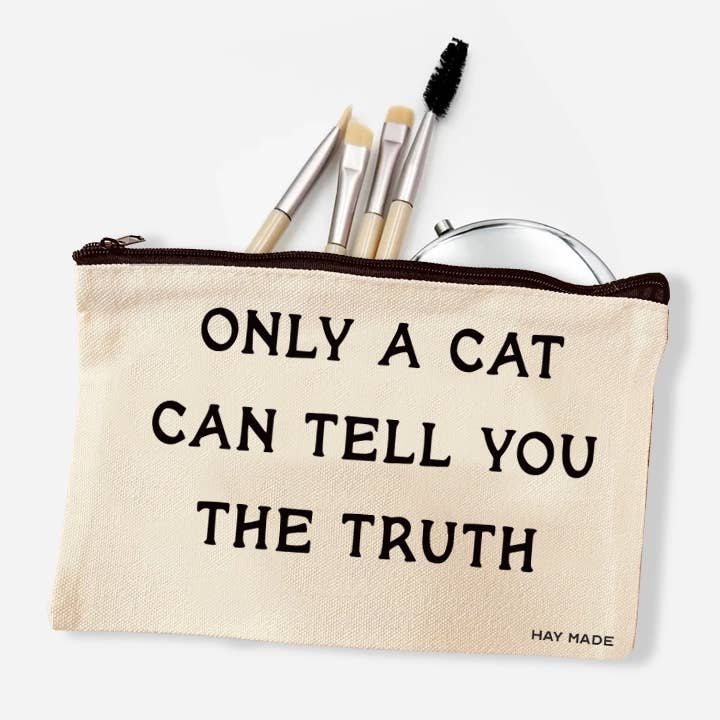 Cat Canvas Pouch for Makeup, Stationery, & More | Only A Cat for wholesale by Happy Campurr