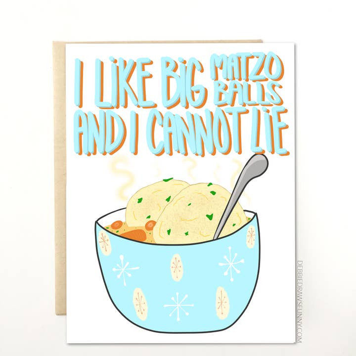 Debbie Draws Funny - Wholesale Hanukkah Card - Funny Hanukkah Card I like Big Matzo Balls Holiday Card