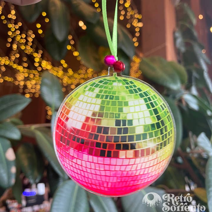 Adorno acrílico bola de disco con diseño retro para venta al por mayor de Retro Sorrento