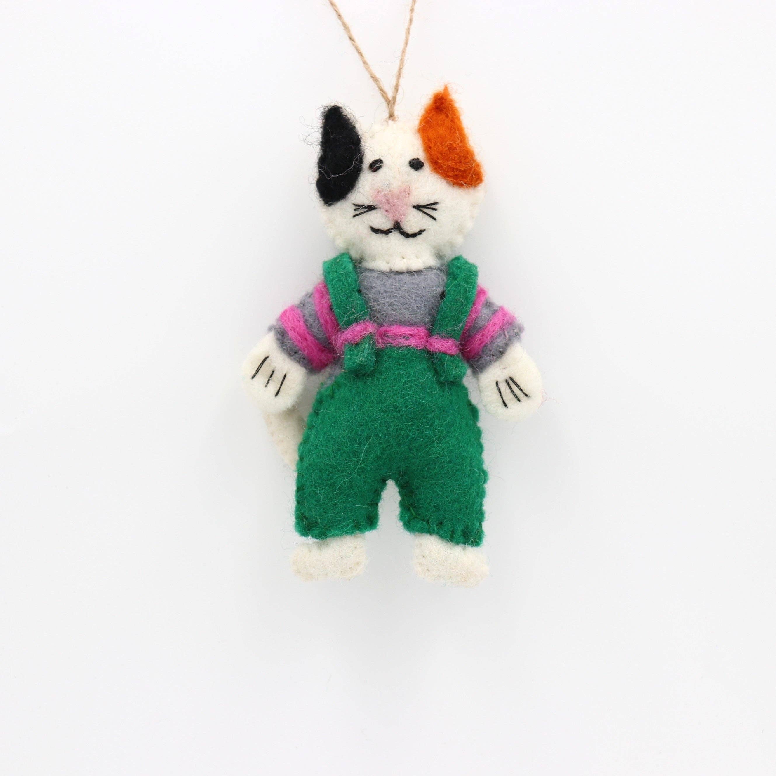 Sparkle Being - Wholesale Ornament - Handmade Wool Felt Cozy Calico Cat Ornament2