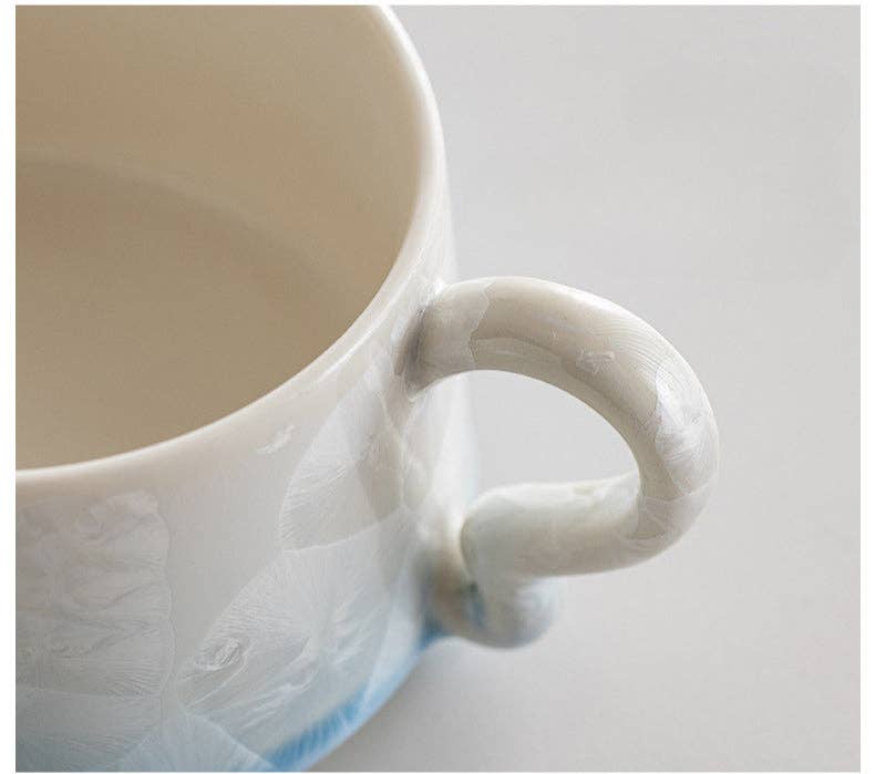 Gohobi （We cover U.S. import duties） – Großhandel Tee-/Kaffeetasse – Gohobi Kristallglasierte Kaffeetasse mit Untertasse 01322