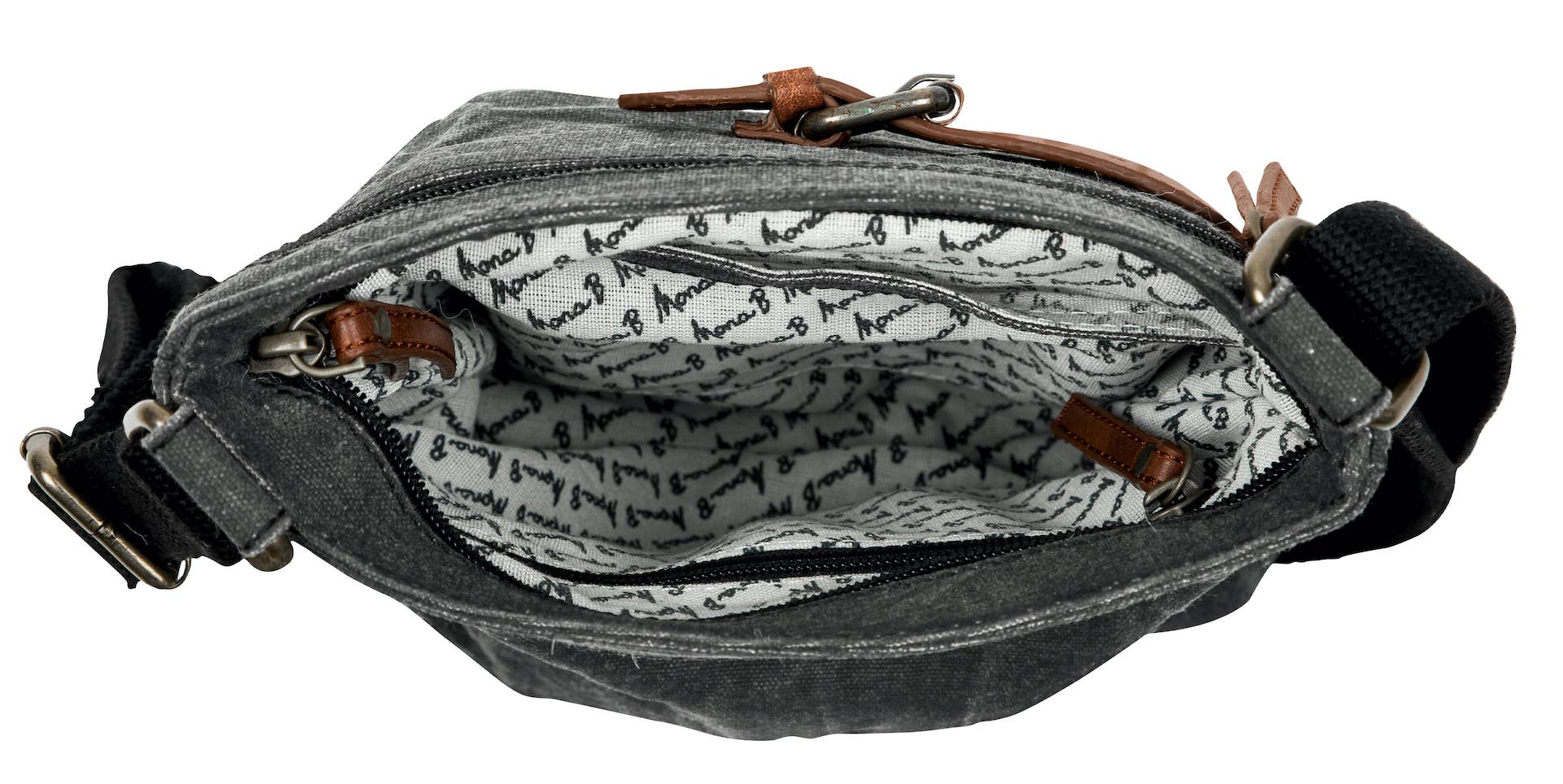 Mona B. - Wholesale Crossbody Bag - Unisex - Unisex Crossbody Bag with Upcycled Canvas & Leather3