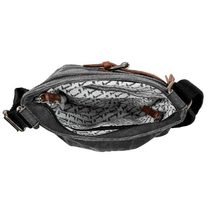 Mona B. - Wholesale Crossbody Bag - Unisex - Unisex Crossbody Bag with Upcycled Canvas & Leather3