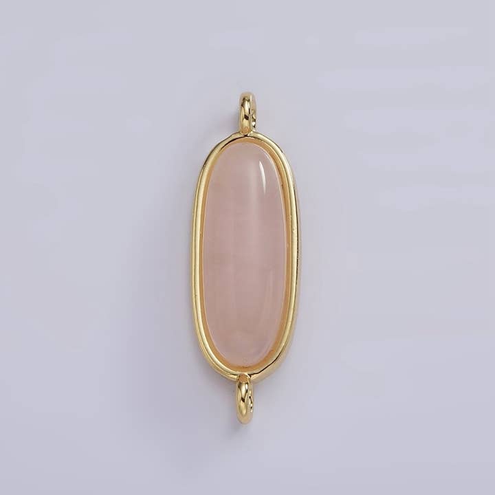 Aim Eternal - Wholesale Individual Charm/Pendant - 14K Gold Filled 24mm Natural Gemstone Oblong Bezel Connector | G229 - G237