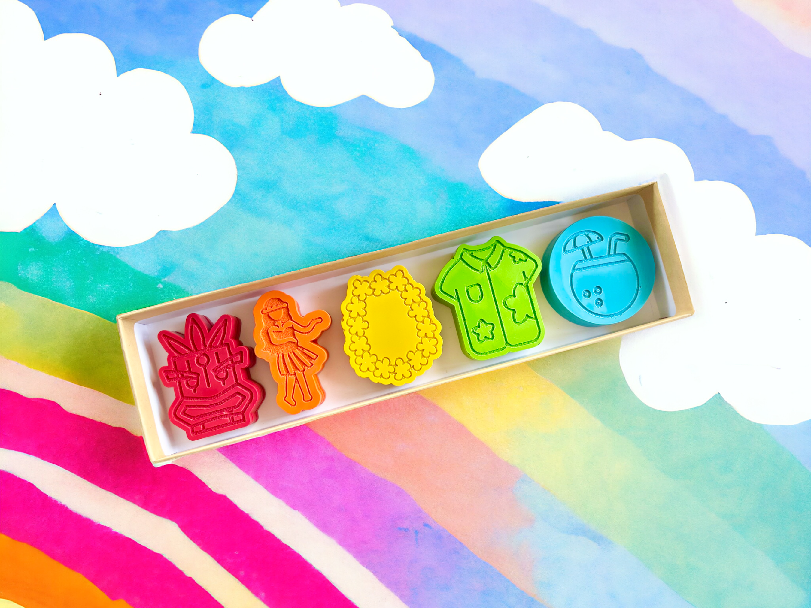 KagesKrayons - Vente Cadeaux pour invités - Coffret cadeau Hawaiian Luau Crayons3