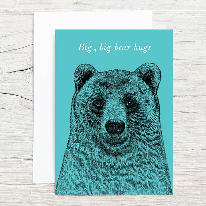 Big Bear Hugs 5x7 Single Greeting Card for wholesale by Brook Isle