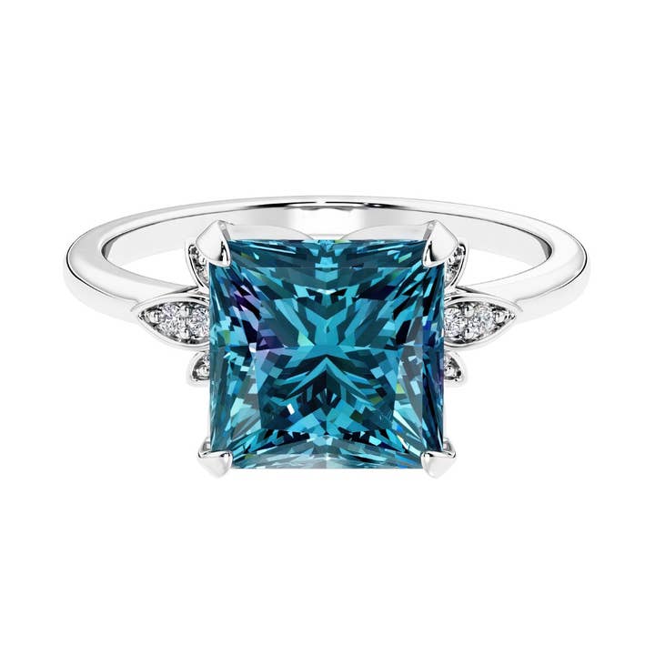 14k Gouden 3 Ct Princess Geslepen Alexandriet & Diamanten Ring voor wholesale door DV Custom Jewelry USA