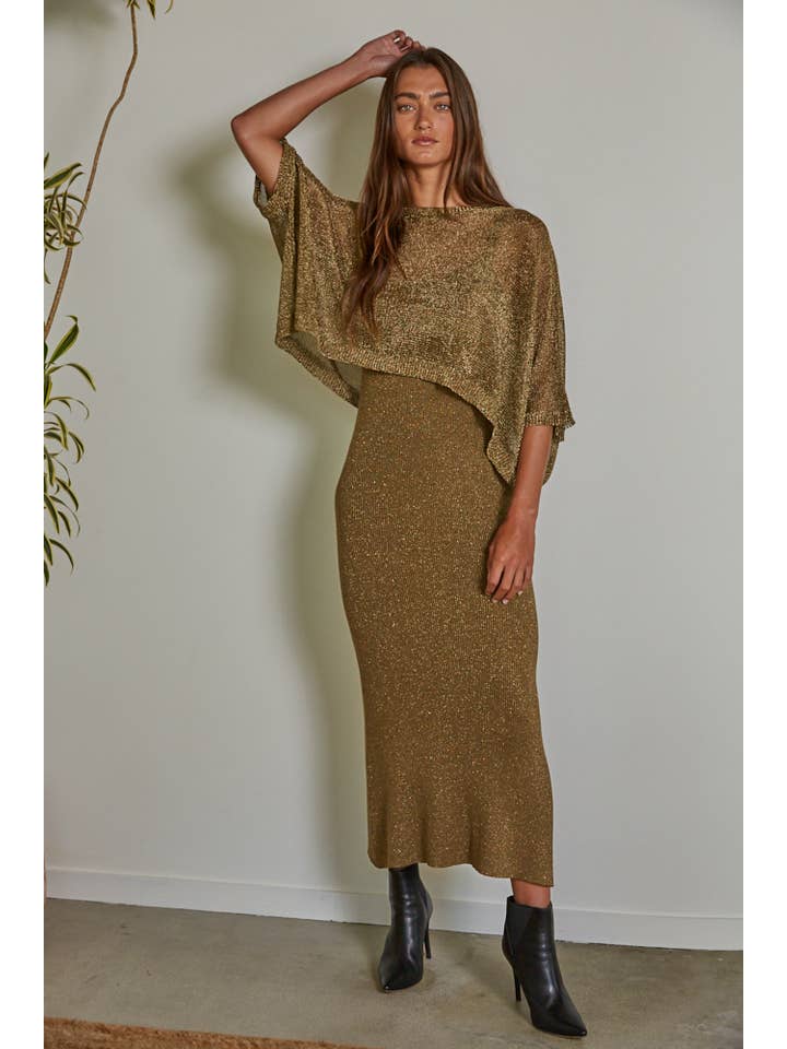 Bronze W1635 | Knit Polyester Sweater Lurex Short Sleeve Crop Top for wholesale on Faire