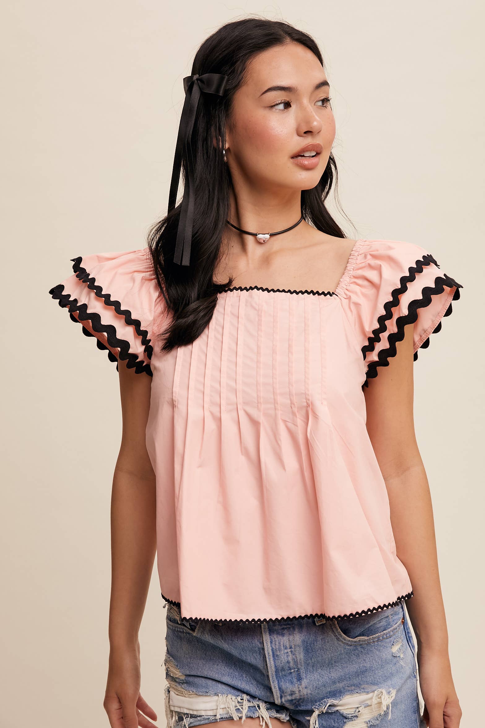 Listicle – wholesale Blouse – Women’s – Flutter-Sleeve Pintuck Top12
