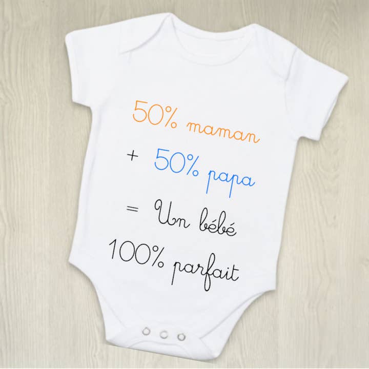 Body bambino personalizzato 50% mamma 50% papà per la vendita all'ingrosso da parte di Tendance Cadeau
