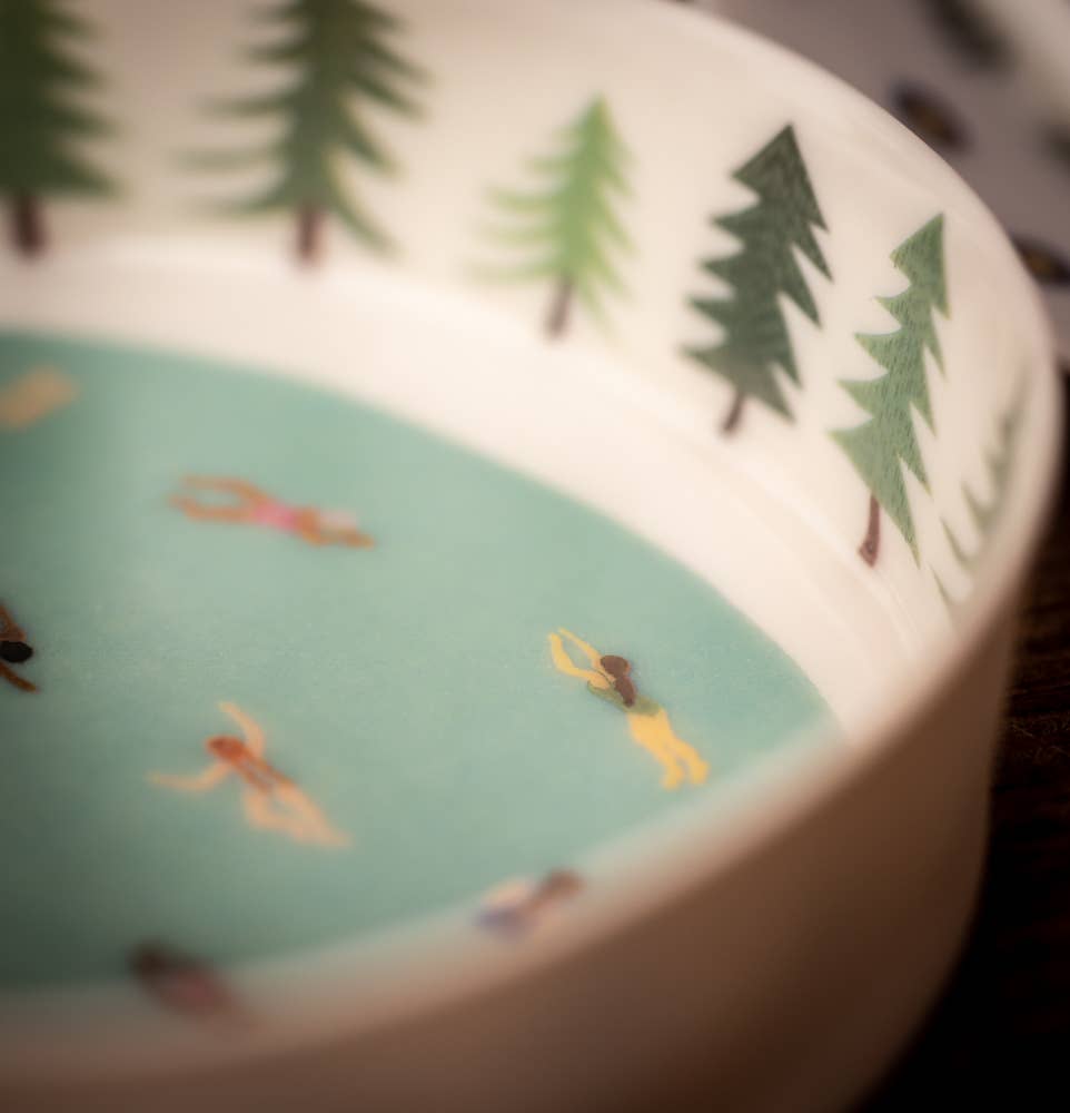 Becky Mackenzie Ceramics – wholesale Decorative plate/dish/bowl – Fine Porcelain Individually Handmade 'Wild Swimmers' Bowl3