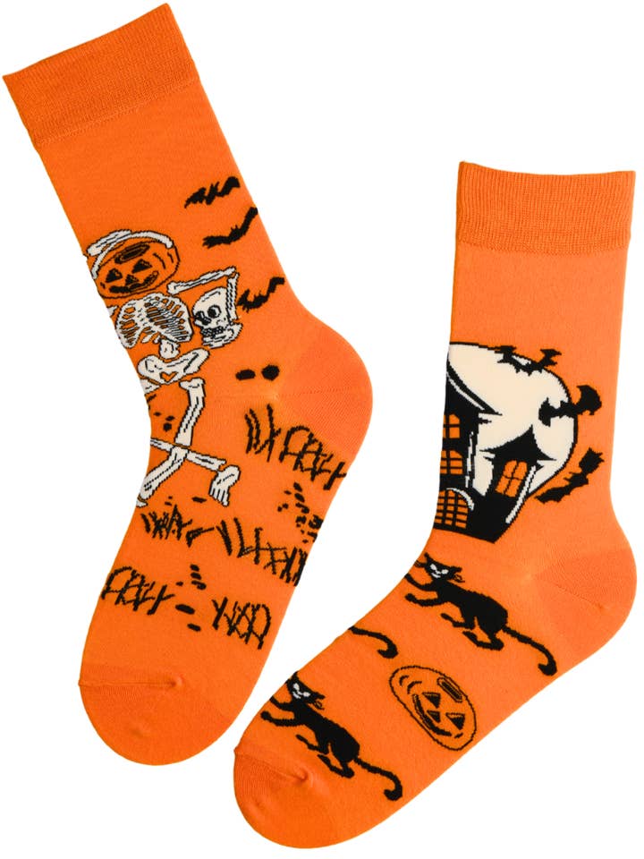 Sokisahtel I BestSockDrawer – wholesale Socks – Unisex – GORY Orange Halloween Socks Spooky & Vibrant Design
