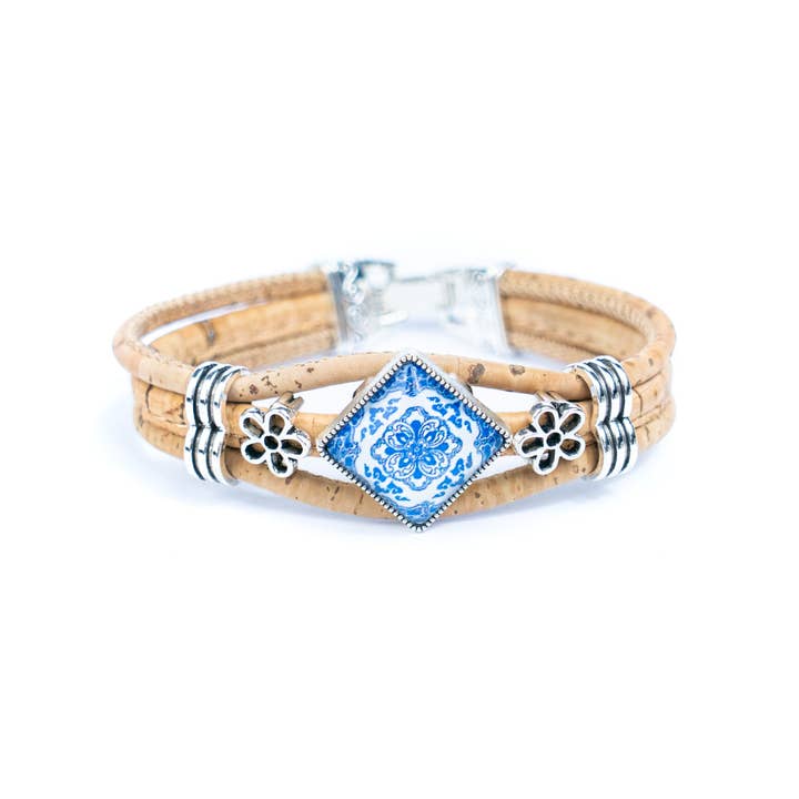 Meninas Bonitas Cork - Wholesale Woven/Braided Bracelet - Natural cork cord and alloy hardware handmade fashion ladies bracelet BR-006-MIX-5(RANDOM)7