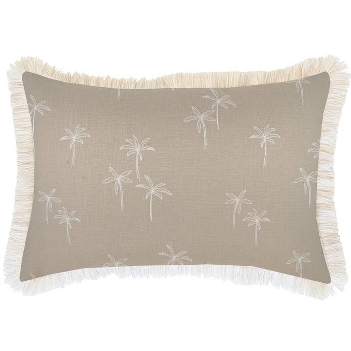 Cushion Cover-Coastal Fringe Natural-Palm Cove Beige-35cm x 50cm for wholesale by Escape To Paradise