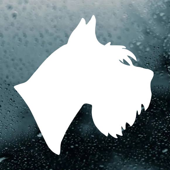 White 5" Schnauzer Dog Head Vinyl Decal Die Cut Sticker for wholesale by Minglewood Trading
