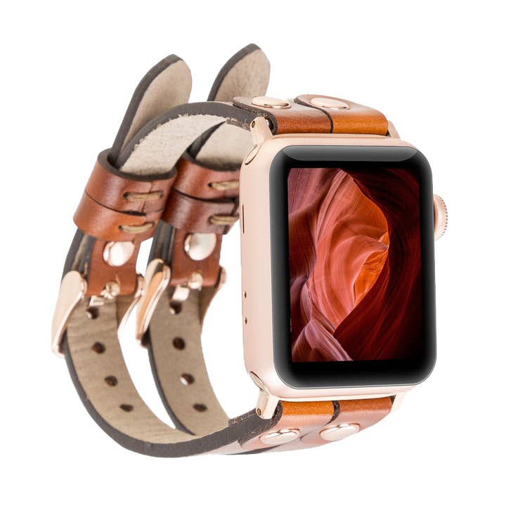 ELY Dobbelt Læder Apple Watch Rem serie 1-10 & Ultra 1-2 for engroshandel hos Lupinny Leather