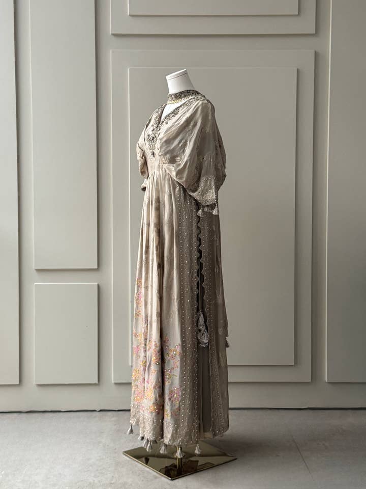 Floor Length Anarkali with Flowy Pants for wholesale by Nandi Design Collective