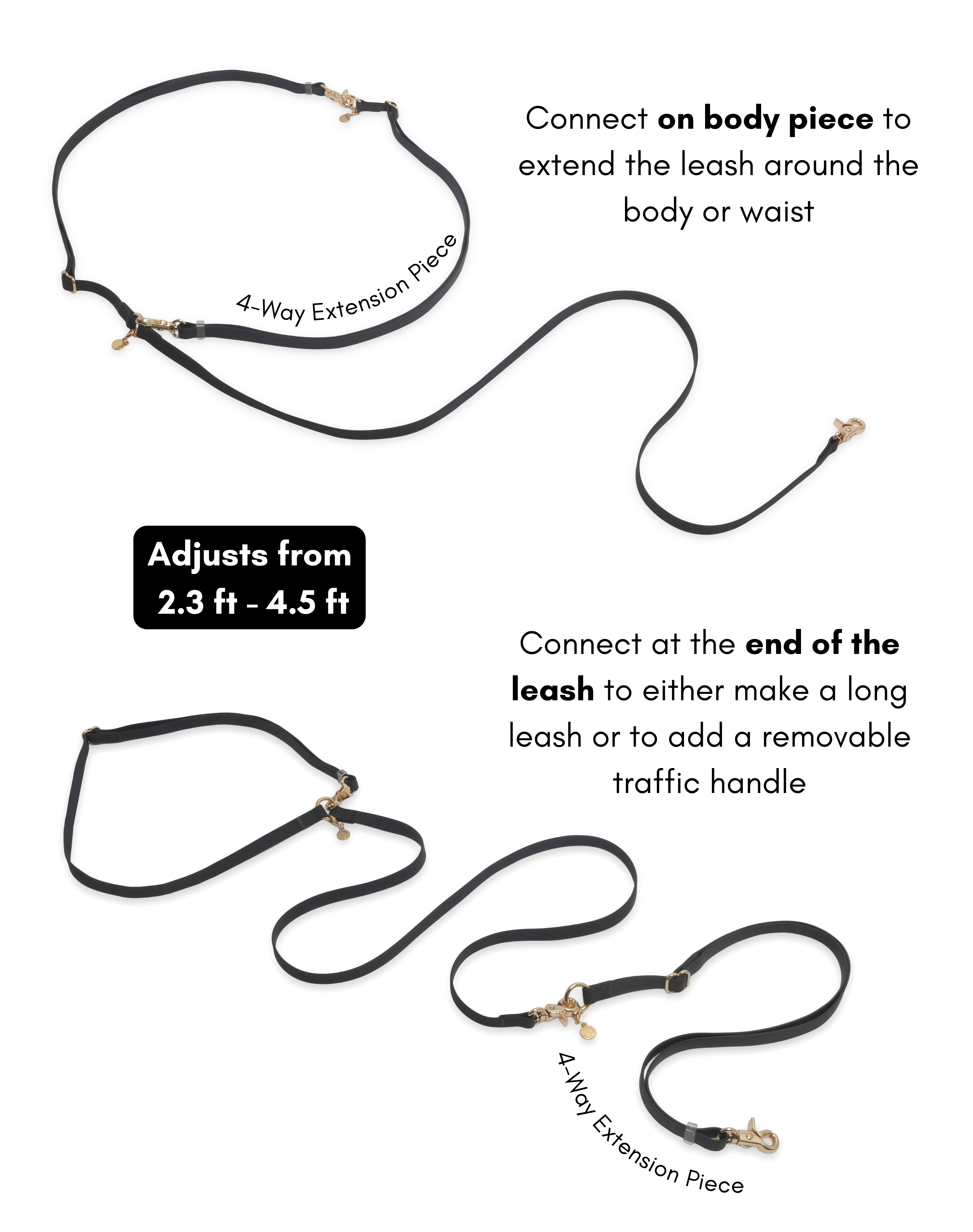 SUNNY TAILS - Wholesale Pet Leash - Dog - Espresso Brown Cloud Leash 4-Way Extension1