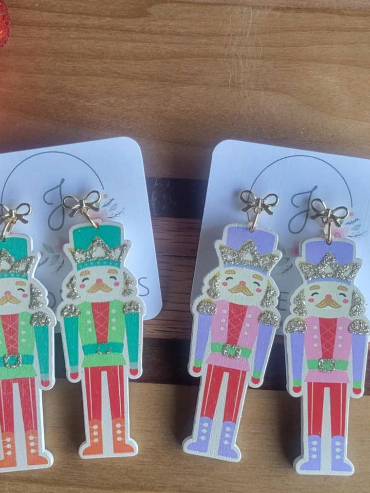 Bow Top Nutcracker Earrings for wholesale by JEMdesigns