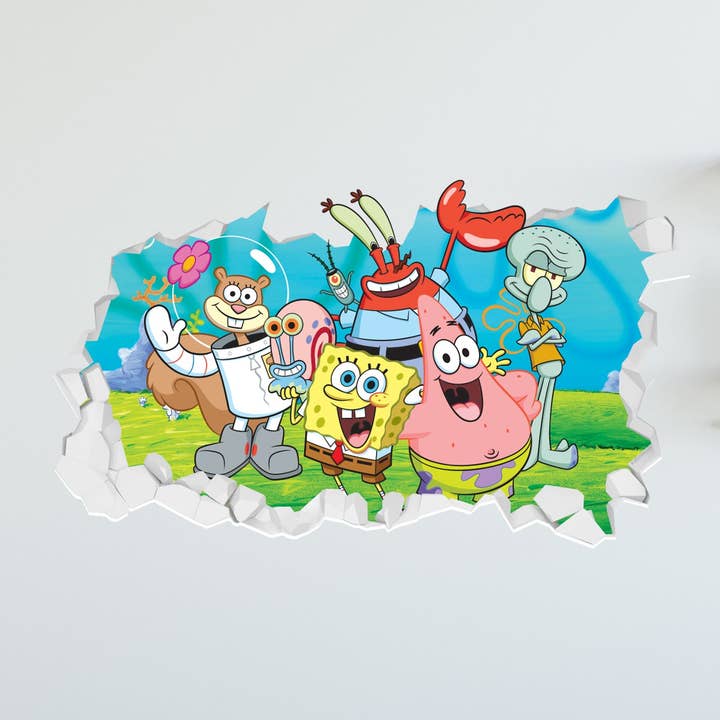 SpongeBob Wall Sticker - Group Broken Wall Art for wholesale by Themed