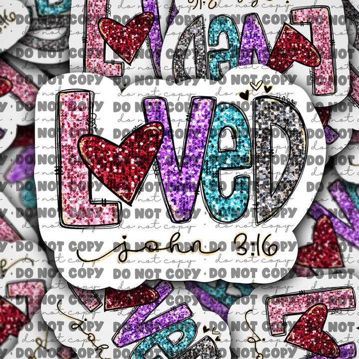 It's Transfer Time - Wholesale Sticker - DC680 loved John 3:16 Die cut sticker 3-5 Business Day TAT0