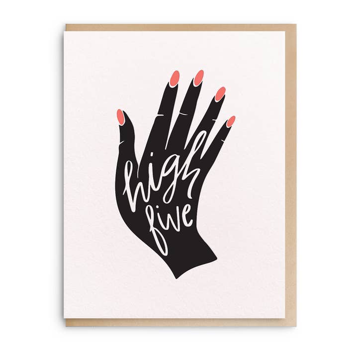 High Five - Letterpress Everday Card for wholesale by Dahlia Press