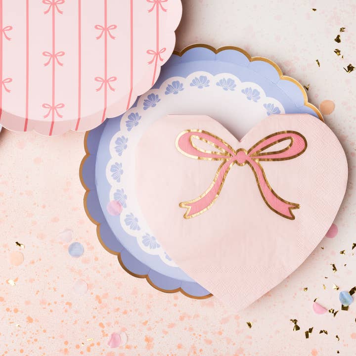 Bonjour Fête - Wholesale Disposable Napkin - PETAL PINK BOW HEART LARGE NAPKIN2