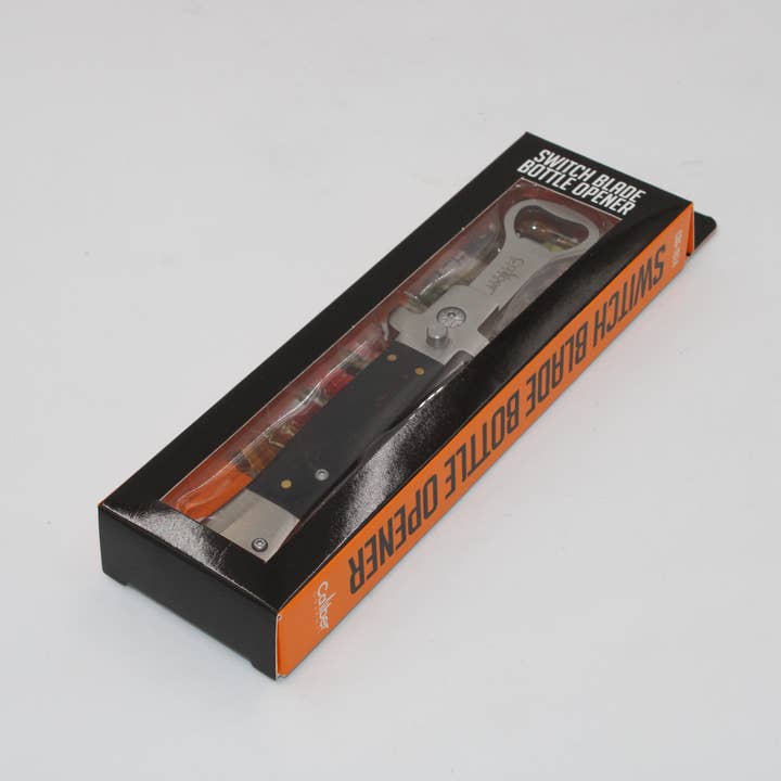 CALIBER GOURMET / CAMPCO - Wholesale Fles/wijnopener - Switchblade Style (No Blade) flesopener, zwart