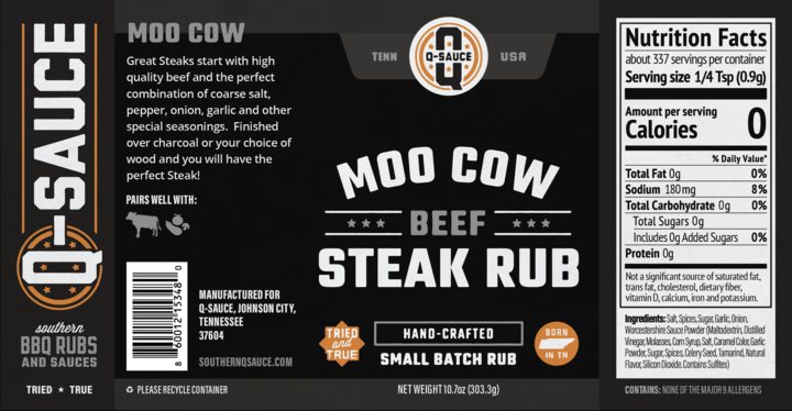 Q Sauce - Wholesale Rub - Moo Cow Steak Rub1