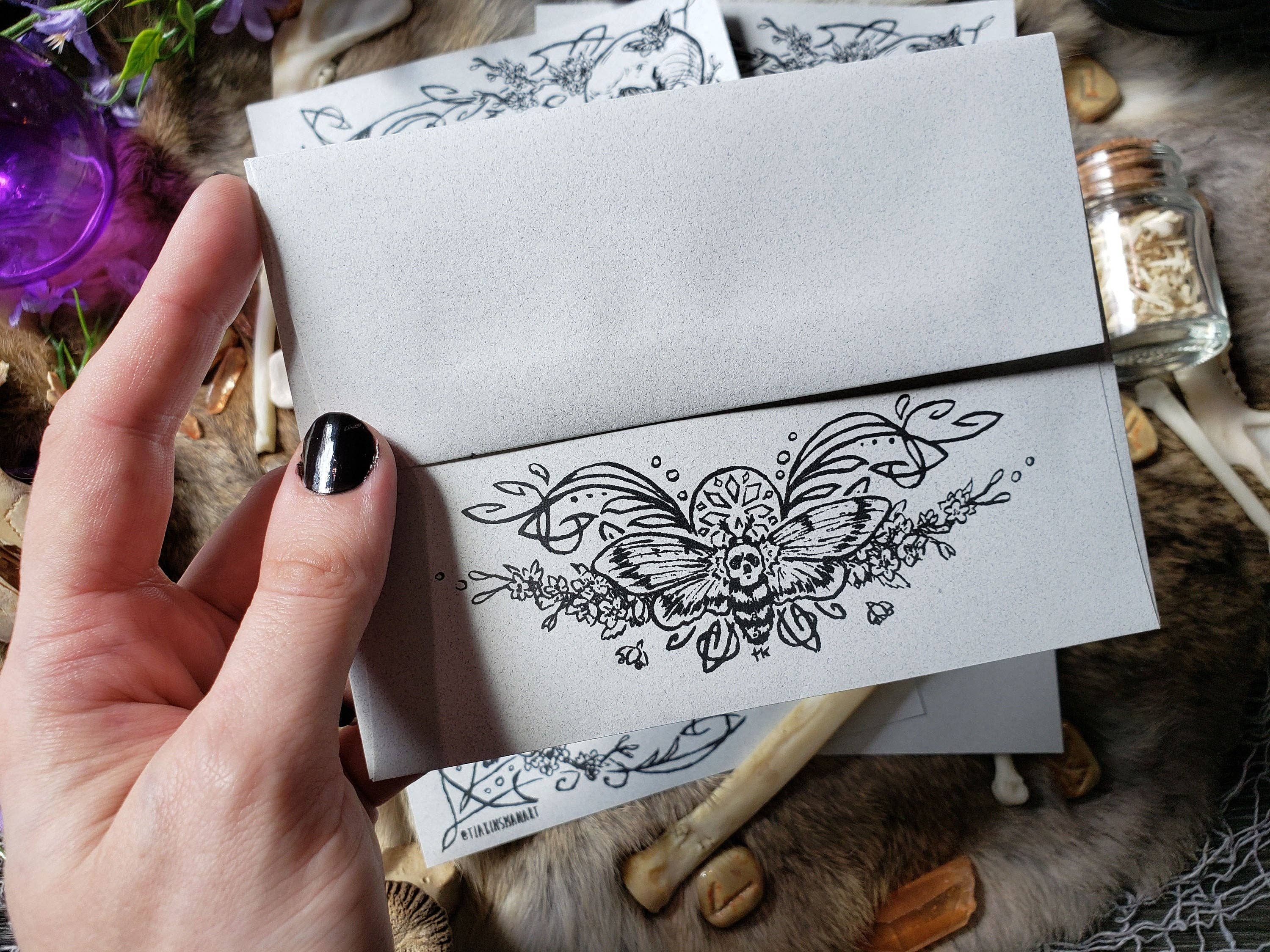 Tia Kinsman - Wholesale Stationery/Notecard Set - Deaths Head Moth Goth Letter Stationery Set2