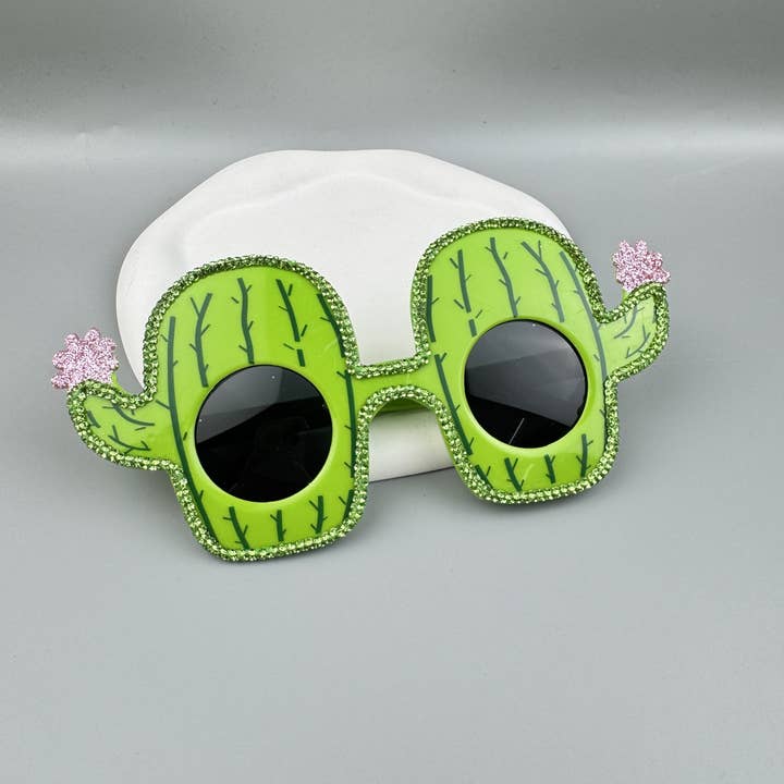 Green Handmade Rhinestone Cactus Party Eyeglasses G0525 for wholesale on Faire3