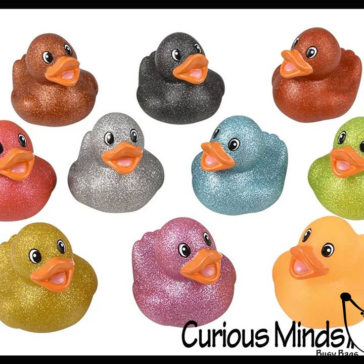 Curious Minds Toys - Wholesale Bath toy – Baby - 1 - Medium 2" Glitter Rubber Ducks - Rubber Duckies Toy10