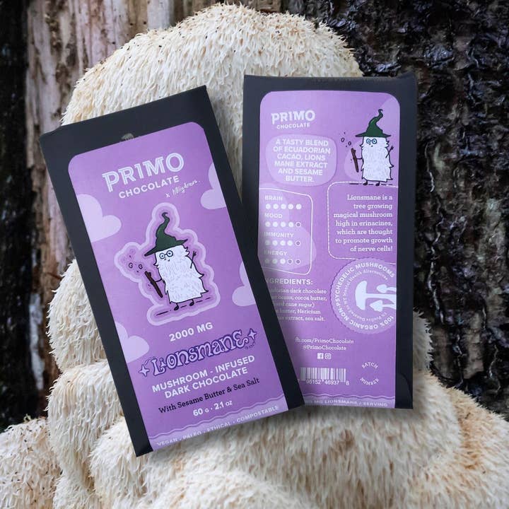 PRIMO BOTANICA CHOCOLATE - Wholesale Chocolate Bar - LIONSMANE + SESAME CHOCOLATE BAR1