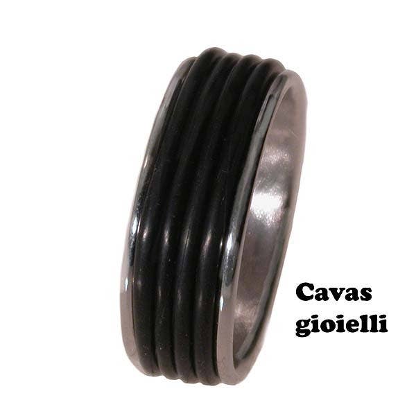 Cavas gioielli - Wholesale Band/Stacked Ring - Rubber and 925/1000 silver in this wide band ring2