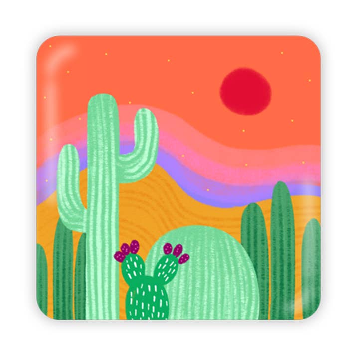 Saguaro Metal Magnet for wholesale by Squidly Designs
