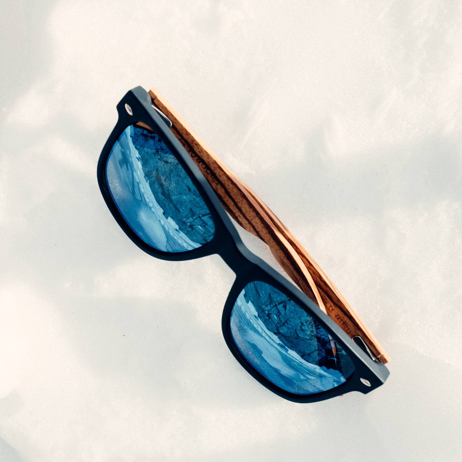 GOWOOD – wholesale Solglasögon - Unisex – Zebra trä solglasögon med blå speglad polariserade linser6