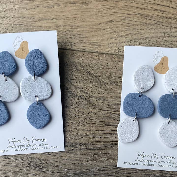 Sapphire Clay Co AU - Wholesale Dangle earrings - Organic Drop Pebble8
