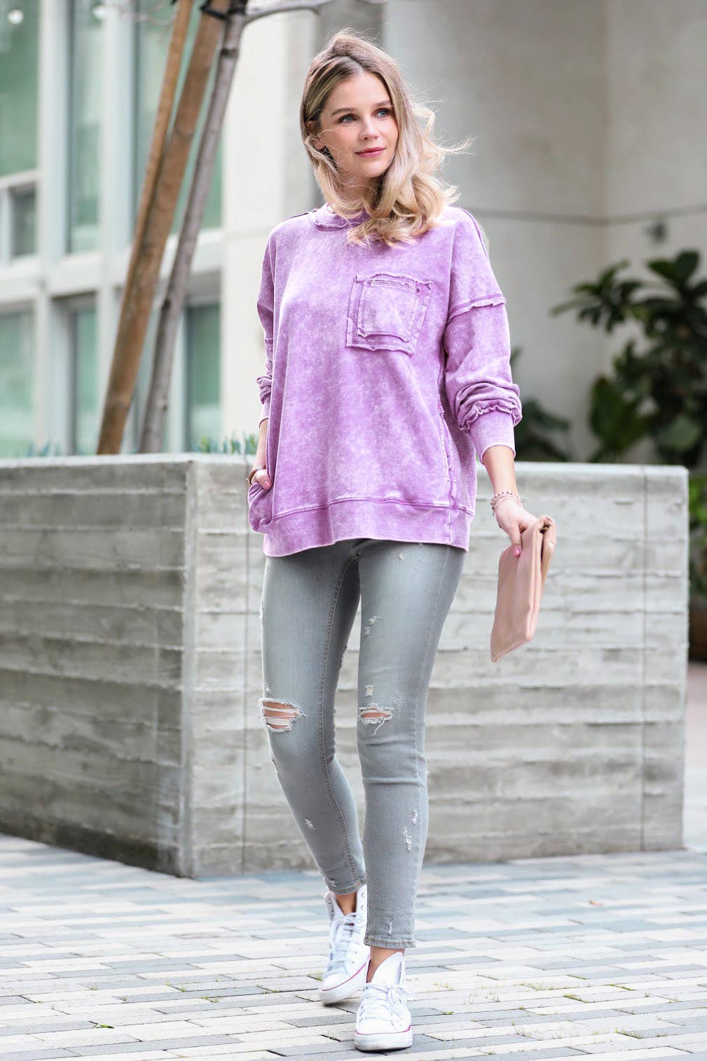 42POPS - Wholesale Sweatshirt - Women's - `.French terry washed pullover w/ side pocket24