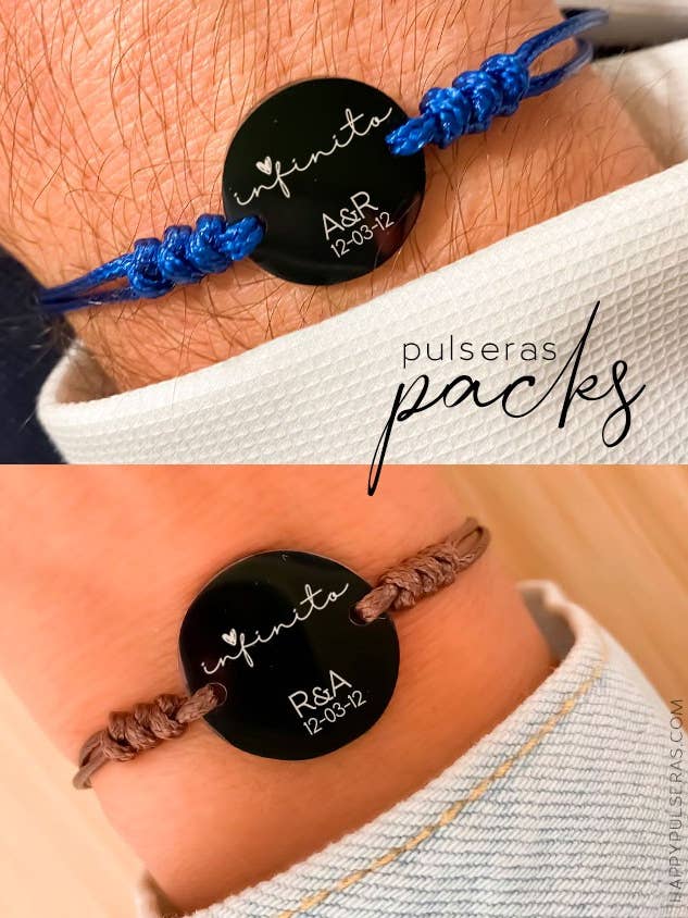 Set van 2 armbanden, katoenkoord, titanium, medaille, 20 mm. voor wholesale door Happypulseras