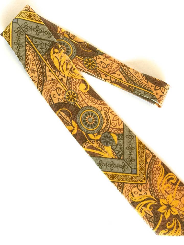 Corbata de seda Pangborn Prosperity en oro, color topo para venta al por mayor de Pangborn Collection
