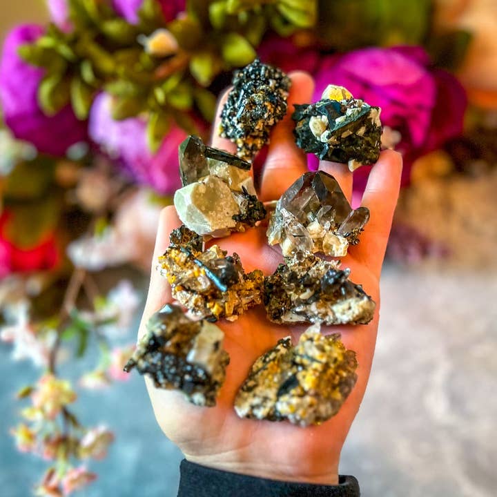 Mandala Gems - Wholesale Spiritual Stone/Crystal - Mixed Malawi Minerals with Aegerine, Smoky Quartz, Rutile, G6