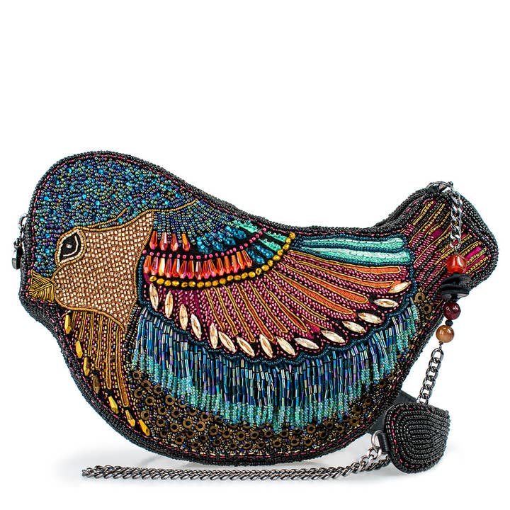 Mary Frances Accessories - Wholesale Crossbody Bag - Women's - Lustrous Wings Beaded Bird Crossbody Handbag