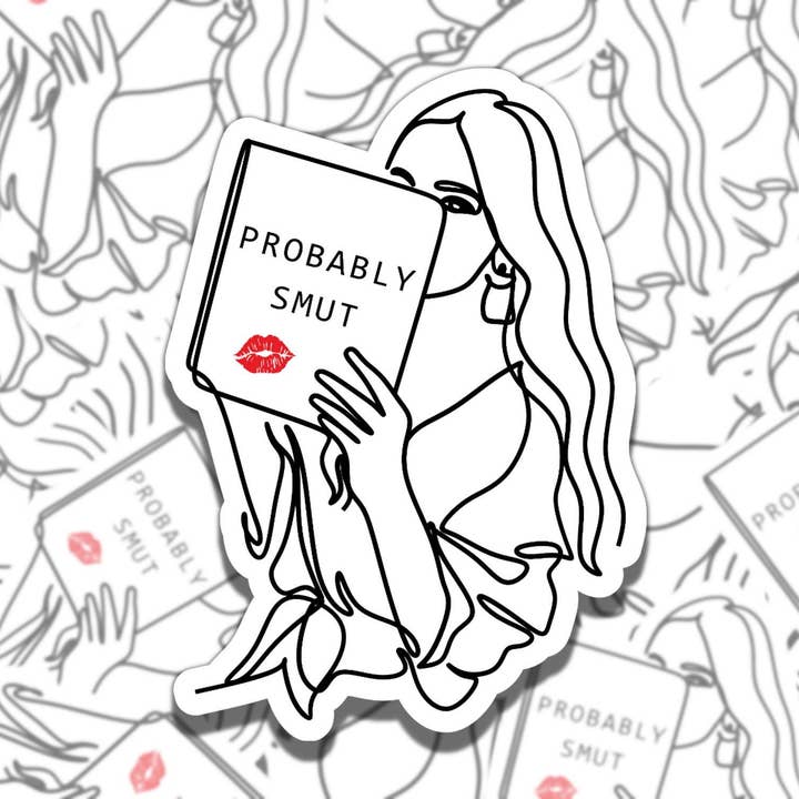 Smut Woman Reading Autocolante em Vinil Impermeável para eReader por atacado de Sticky Sadness Designs